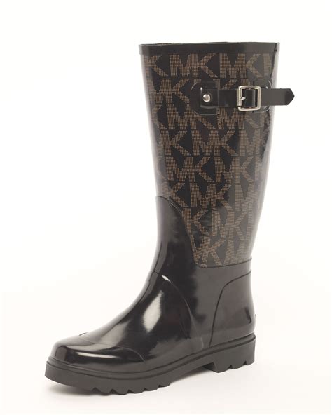 michael michael kors mk rain boots sock liners black cream|MICHAEL Michael Kors MK Rain Boots Sock Liners Black/Cream .